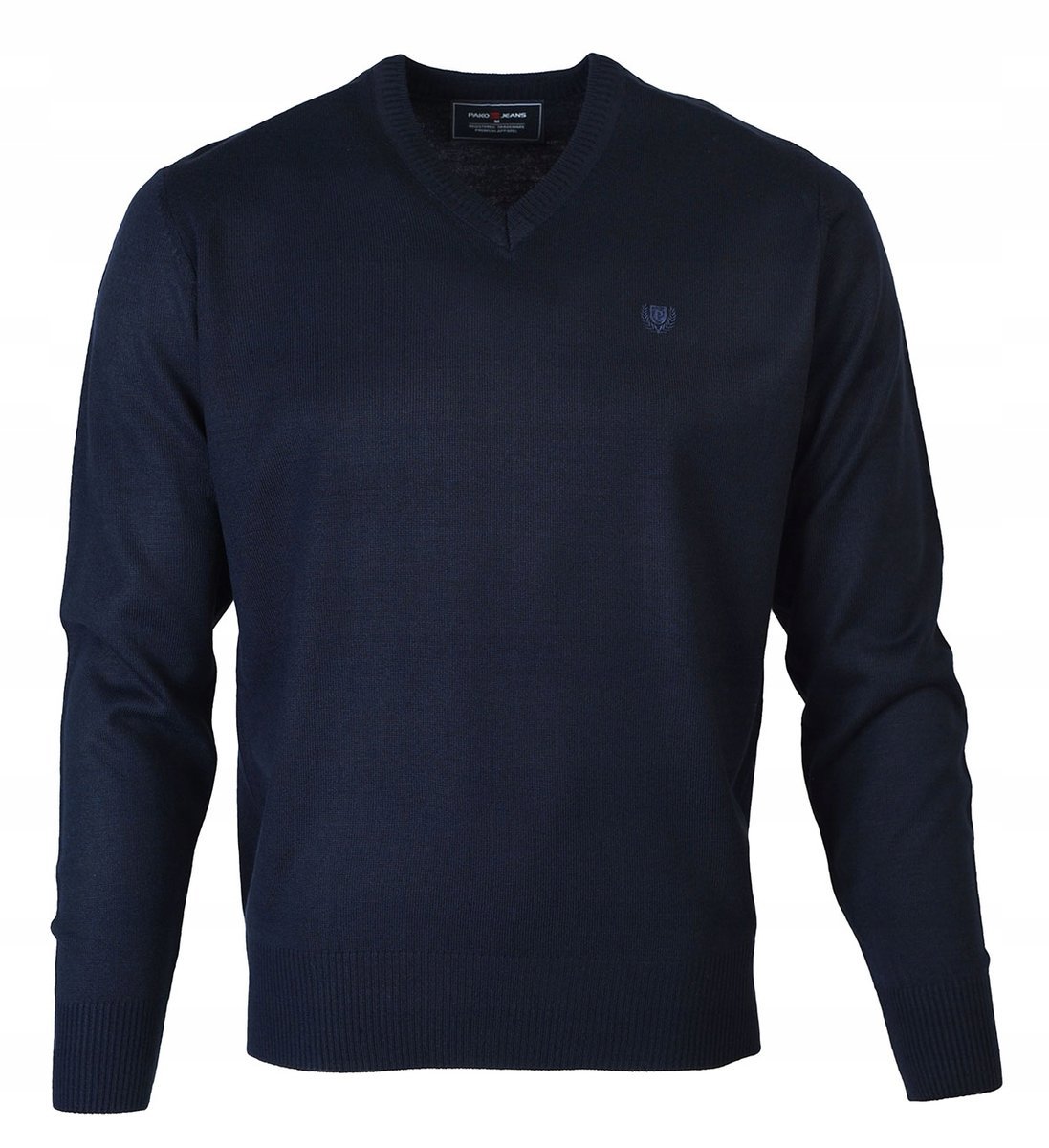 SWETER Męski w Serek Elegancki Gładki GRANATOWY M Pako Jeans