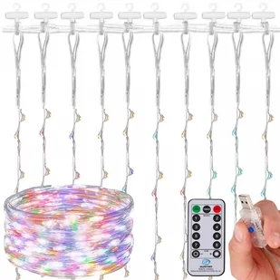 Kurtyna świetlna girlanda, lampki druciki 200 LED wewnętrzno-zewnętrzne z programatorem multikolor - Oświetlenie świąteczne - miniaturka - grafika 1