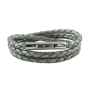 König Design skórzany naszyjnik skórzany pasek skórzana bransoletka 6 mm męski naszyjnik 17 cm - 100 cm pleciony, długość: 50 centymetrów, kolor: szary metalik - Naszyjniki męskie - miniaturka - grafika 1