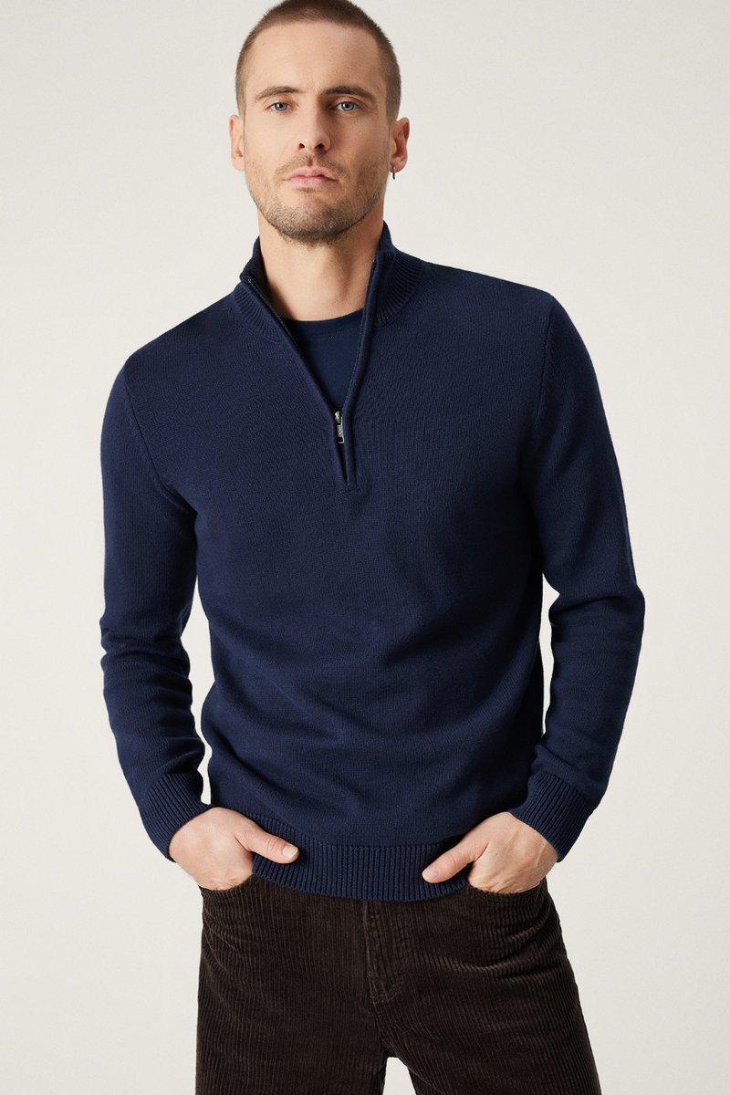 Sweter Rozpinany Ciemnogranatowy z Bawełny PM13