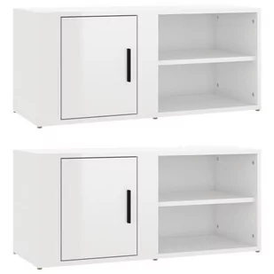 Lumarko Szafki pod TV, 2 szt., białe, wysoki połysk, 80x31,5x36 cm - Szafki RTV - miniaturka - grafika 3