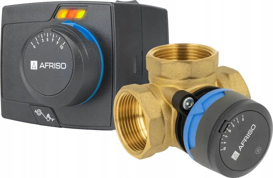 Afriso Zawór mieszający 3-drogowy obrotowy ARV 385 Vario ProClick + ARM 343 ProClick, DN32, Rp1 1/4