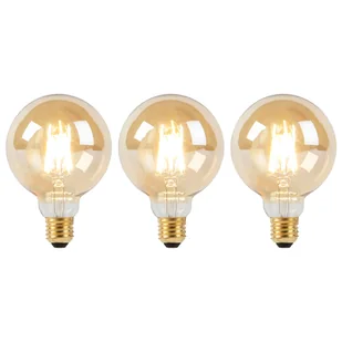 LUEDD Zestaw 3 lamp LED E27 przyciemnianych i ciepłych G95 złote 8W 806 lm 2000-2700K - Żarówki LED - miniaturka - grafika 1