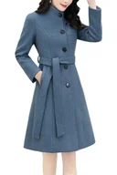 Płaszcze damskie - Płaszcz damska Rvhswds długi grafitowy klasyczny-XL - miniaturka - grafika 1