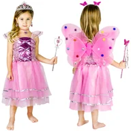 Stroje karnawałowe - Strój Przebranie Wróżka Motyl Księżniczka 2W1 Róż - miniaturka - grafika 1