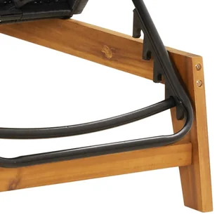 Leżak, czarno-brązowy, rattan PE i lite drewno akacjowe - Leżaki ogrodowe - miniaturka - grafika 10