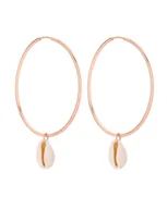 Kolczyki - Kolczyki duże koła z różowego złota z muszelkami - miniaturka - grafika 1