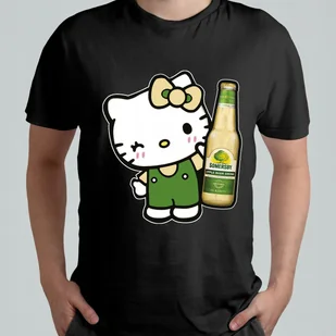 CZARNA KOSZULKA Z NADRUKIEM MĘSKA ŚMIESZNA T-SHIRT HELLO KITTY SOMERSBY 2 - Koszulki męskie - miniaturka - grafika 1