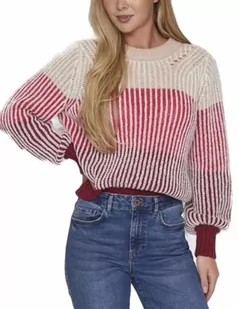 Vila Damski sweter z dzianiny w paski, czerwony, XL - Swetry damskie - miniaturka - grafika 1