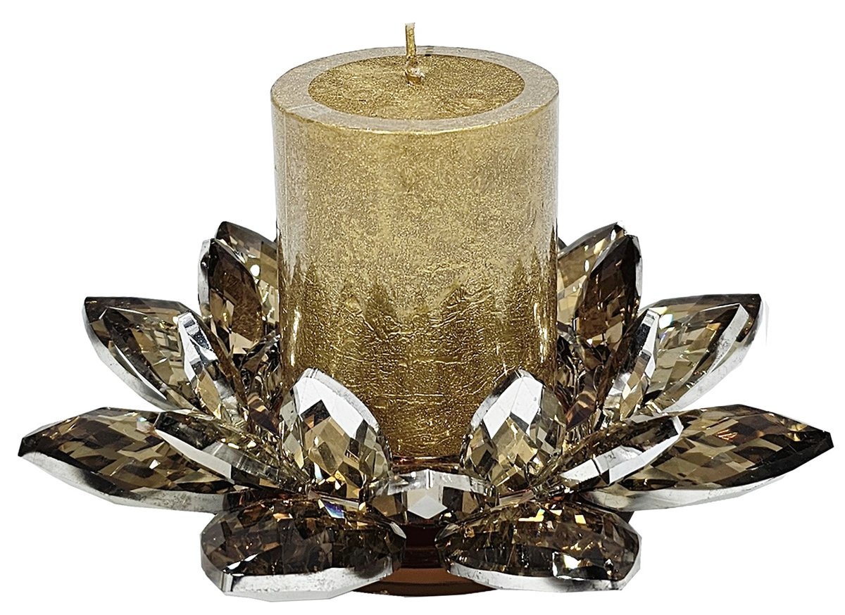 ŚWIECZNIK LAMPION GLAMOUR KRYSZTAŁ LOTOS L złoty JZ22752D