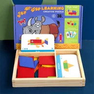 Układanki dla dzieci - Magnetyczny tangram z angielskimi kartami, poziom zaawansowany - miniaturka - grafika 1