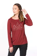 Koszulki i topy damskie - super.natural Damska koszulka z długim rękawem W Graphic 140 Merino czerwony Pomegranate/Peaks Print XL - miniaturka - grafika 1