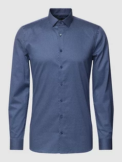 Koszule męskie - Koszula biznesowa o kroju super slim fit ze wzorem na całej powierzchni model ‘Dobby’ - grafika 1