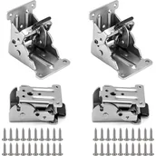 Zawiasy, okucia i inne akcesoria - 4 srebrne zawiasy samoblokujące, niewidoczne zawiasy składane, składane wsporniki, zawiasy podtrzymujące stół i krzesła - miniaturka - grafika 1