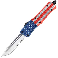 Noże - Nóż sprężynowy CobraTec Cerakote OTF Small CTK-1 Tanto Serrated - American Flag - miniaturka - grafika 1