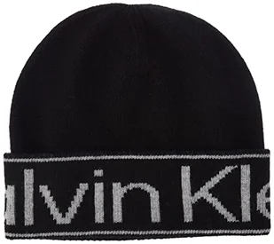 Calvin Klein Damska czapka z dzianiny Eco Reverso, Ck Black, jeden rozmiar, Ck czarny, Rozmiar uniwersalny - Czapki damskie - miniaturka - grafika 1