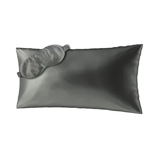 Ailoria, Zestaw beauty Sleep maska na sen + poszewka na poduszkę 40x80 cm, szara - Pościel - miniaturka - grafika 1