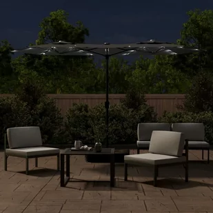 Parasol ogrodowy podwójny z LED, antracytowy, 316x240 cm Lumarko - Parasole ogrodowe - miniaturka - grafika 2