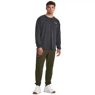 Męskie spodnie dresowe Under Armour Project Rock Hwt Terry Pant - oliwkowe/khaki - UNDER ARMOUR - Spodnie sportowe męskie - miniaturka - grafika 1