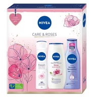 Zestawy kosmetyków damskich - Nivea, Care&Roses, Zestaw kosmetyków do pielęgnacji, 3 szt. - miniaturka - grafika 1