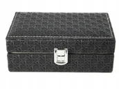 Pudełka i szkatułki - ELEGANCKA CZARNA SZKATUŁKA NA BIŻUTERIĘ Z LUSTERKIEM - miniaturka - grafika 1