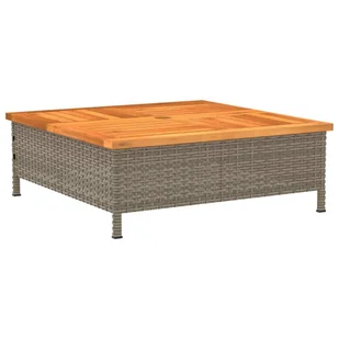 Stolik ogrodowy, szary, 70x70x25 cm, rattan i drewno akacjowe Lumarko! - Stoły ogrodowe - miniaturka - grafika 8