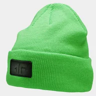 Czapki damskie - Czapka Dziecięca 4F Zimowa Dwuwarstwowa Zielona Neon CAPM272 Zielony - miniaturka - grafika 1
