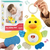 Zabawki sensoryczne - PLUSZOWA KACZUSZKA USYPIANKA MASKOTKA SZUMIĄCA SENSORYCZNA GRYZAK KACZKA - miniaturka - grafika 1