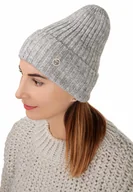 Czapki damskie - Czapka zimowa damska szara - miniaturka - grafika 1