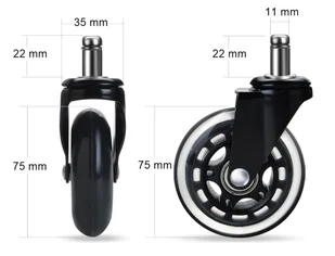 Komplet 5 kółek kauczukowych PERSES do foteli i krzeseł - Fotele Komplet 5 kółek kauczukowych PERSES do foteli i krzeseł - Fotele - miniaturka - grafika 6
