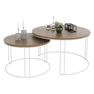 Ławy i stoliki kawowe - Komplet dwóch skandynawskich stolików kawowych biały + dąb lancelot B6-H30 - miniaturka - grafika 1