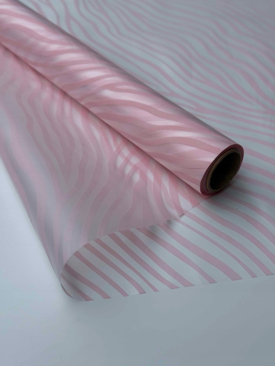 Folia matowa ze wzorem ZEBRA, Przezroczysty + różowy
