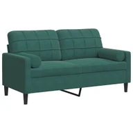 Sofy i kanapy - vidaXL 2-osobowa sofa z poduszkami, ciemnozielona, 140 cm, aksamit - miniaturka - grafika 1