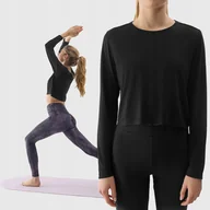 Bluzy damskie - 4F LONGSLEEVE CROP-TOP DO JOG BLUZA DAMSKA DRESOWA Z DODATKIEM MODALU SS24 - miniaturka - grafika 1