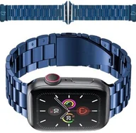 Akcesoria do smartwatchy - Bizon Pasek ze stali nierdzewnej Strap Watch Aura do Apple Watch 49/46/45/44/42 mm, niebieski - miniaturka - grafika 1