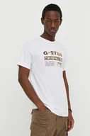 Koszulki męskie - G-Star Raw t-shirt bawełniany męski kolor biały z nadrukiem - miniaturka - grafika 1