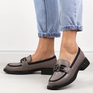 Mokasyny damskie - Beżowe skórzane mokasyny damskie Vinceza 63501 - miniaturka - grafika 1