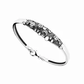Bransoletki - Srebrna bransoletka sztywna z cyrkoniami oksydowana pr925 - miniaturka - grafika 1
