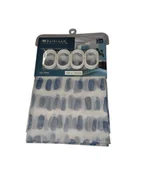 Zasłony prysznicowe - Zasłona prysznicowa 180x180 PEVA niebieskie krople z hakami wodoodporna - miniaturka - grafika 1