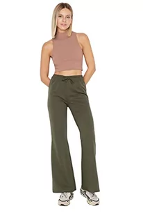 TRENDYOL Trendyol Basic spodnie dresowe damskie z wysokim pasem, rozkloszowane, męskie spodnie dresowe, Khaki, M - Spodnie sportowe męskie - miniaturka - grafika 1