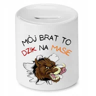 Skarbonki - SKARBONKA DLA BRATA DZIK NA MASIE PREZENT z Nadrukiem ze Zdjęciem - miniaturka - grafika 1