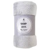 Koce - Koc Shiny Dots flanela 150 x 200 cm srebrny - miniaturka - grafika 1