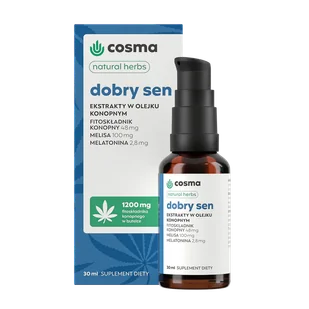 Cosma Cannabis Natural Herbs Dobry Sen, ekstrakty w olejku konopnym, krople, 30 ml - Układ nerwowy - miniaturka - grafika 1