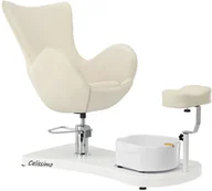 Fotele kosmetyczne - Fotel kosmetyczny do pedicure Jojo z masażerem stóp do salonu spa kremowy - miniaturka - grafika 1