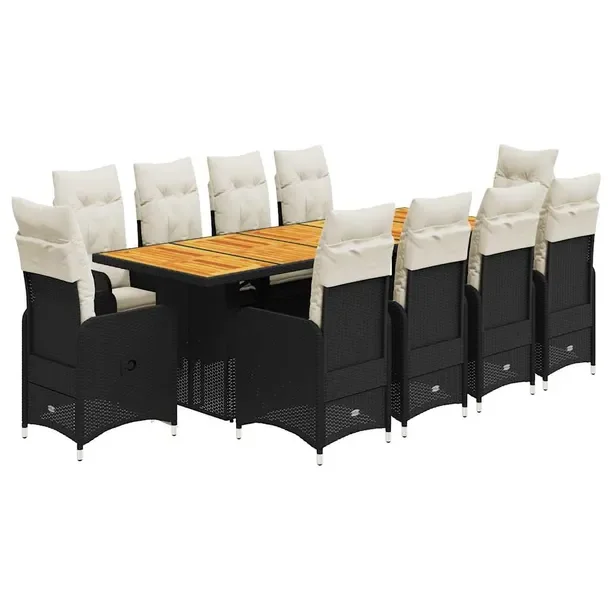 Zestaw bistro ogrodowy czarny z poduszkami, wymiary krzeseł 54,5 x 58,5 x