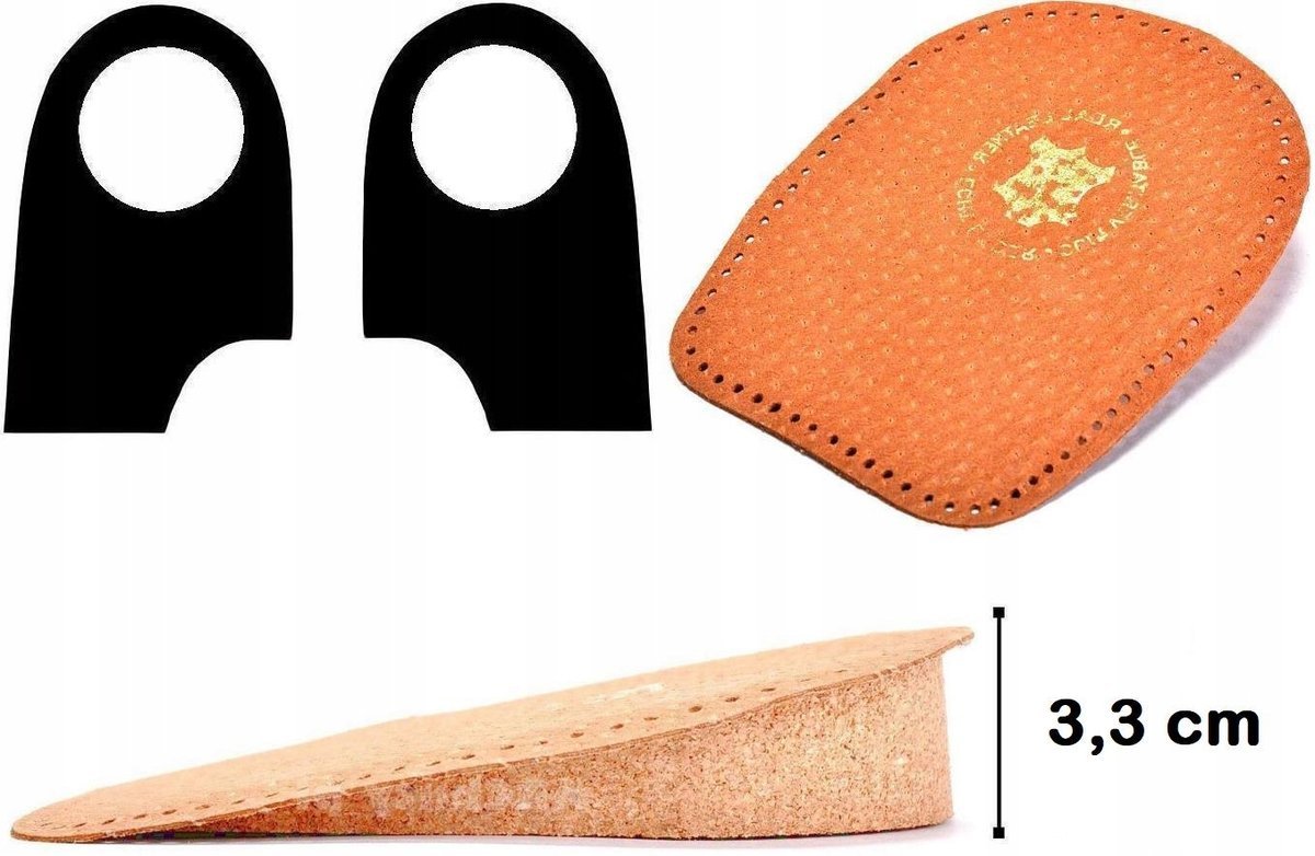 BRĄZOWE Podpiętki OTWORY na OSTROGI Wkładki PODWYŻSZAJĄCE 33 mm XXL 3,3 CM