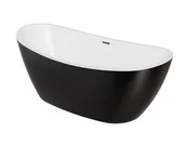 Wanny - Wanna wolnostojąca Besco Ayla 170x80 cm owalna czarny połysk syfon z przelewem chrom WAS-170AB - miniaturka - grafika 1