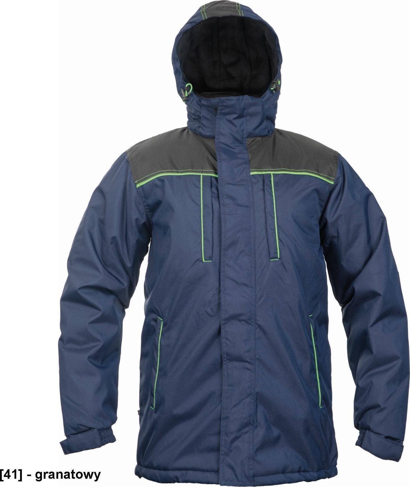 CERVA CREMORNE parka - męska zimowa parka, stały kaptur, przedłużony tył, 100% poliester - granatowy XXL