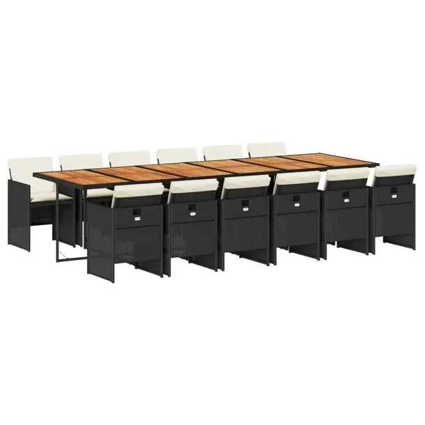 Zestaw mebli ogrodowych czarno-brązowych 330 x 106 x 73 cm, 12 krzeseł