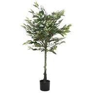 Sztuczne kwiaty - vidaXL Sztuczne drzewo Ficus 480 liści 130 cm zielone - miniaturka - grafika 1